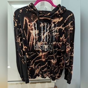 Artisan Handmade bleached Dyed "Born to make history"hoodie sweatshirt Adult L
